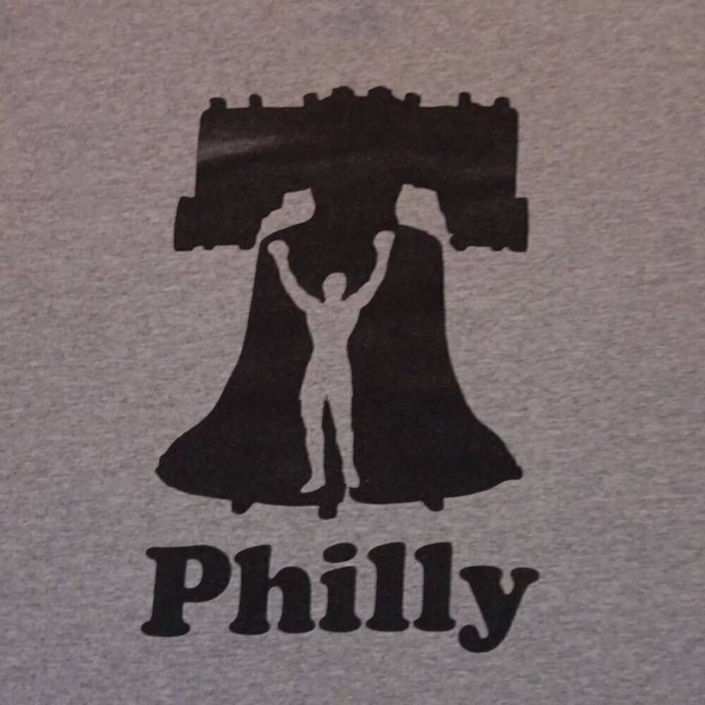 Philly Tee  Brand Gildan Heavy Cotton  Size Medium  PTP 19" Length 26" Color Gre